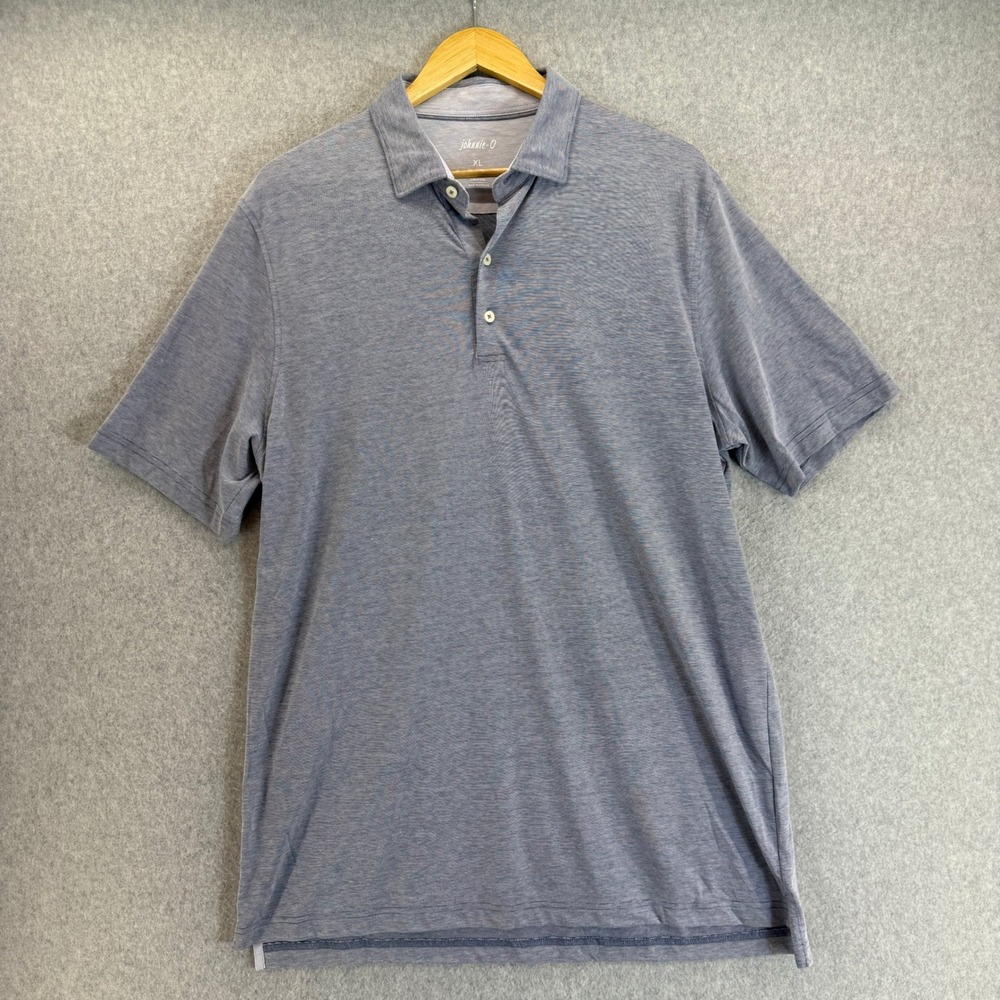 Johnnie O‎ Mens Size XL Lake Faron Polo Shirt Gray Blue Short Sleeve Golf Casual